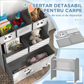 ZONEKIZ Raft Mobil pentru Jucării, Comodă cu 6 Rafturi Detașabile din Material Textil, 63x30x66 cm, Gri | Aosom Romania