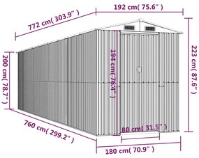 Sopron de gradina, maro inchis, 192x772x223 cm, otel galvanizat 192 x 772 x 223 cm