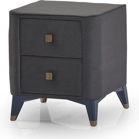 Noptiera CARBON, stofa catifelata gri inchis - Notti 1029, 51x48x66 cm