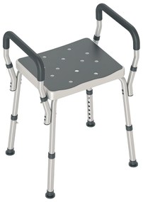 HOMCOM Taburet de duș pentru persoane în vârstă și cu handicap cu brațe, înălțime reglabilă, tampoane antialunecare, gri | Aosom Romania
