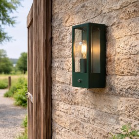 Aplică de perete exterioară verde închis cu senzor de amurg IP44 - Rotterdam