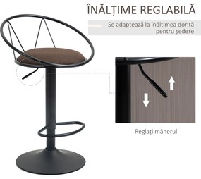Set 2 scaune bar cu rotire de 360 de grade si suport pentru picioare 51x46x78-100cm HOMCOM | Aosom Romania