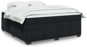 vidaXL Pat box spring cu saltea, negru, 180x200 cm, catifea