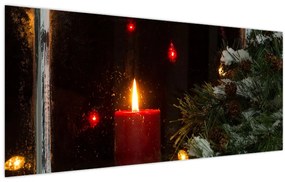 Tablou - Lumânare strălucitoare de Crăciun (120x50 cm)
