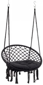 Hamac suspendat, rotund, negru, 80x130 cm,Javier, Yes