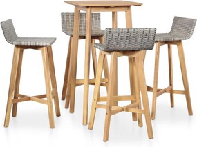 vidaXL Set mobilier de exterior, 5 piese, lemn masiv de acacia