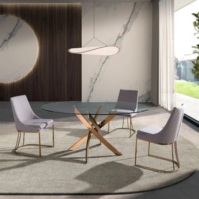 Masa rotunda design modern Veola auriu roze 140cm