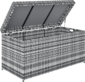 Outsunny Cutie pentru perne din ratan 380 L, rezistentă la intemperii, cu capac, spațiu de depozitare, rezistentă UV, 130 x 61 x 65 cm, gri închis | Aosom Romania