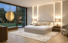 Pat SOFIA 160 x 200 cm, casmir bej Saltele: Cu saltele Coco Maxi 20 cm, Somiera pat: Cu lamele curbate