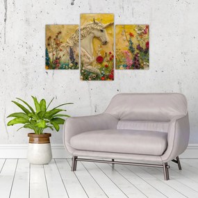 Tablou - Unicorn cu flori (90x60 cm)