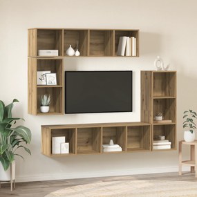 vidaXL Set comodă TV 4 pcs stejar artizanal Lemn compozit