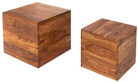 Set de 2 masute/ tabureti din lemn de trandafir Sheesham, Makassar A-37290 VC