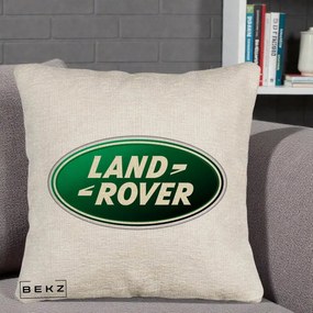 Perna Personalizata cu emblema Land Rover, 40x40 cm, Bej Canapea, Husa Detasabila, Perna Inclusa, BEKZ®