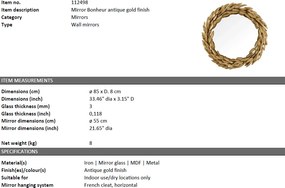 Oglinda decorativa design LUX Bonheur auriu antic 112498 HZ