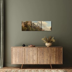 Tablou - Jan van der Heyden, View Down a Dutch Canal, reproducere (cu ceas) (90x30 cm)