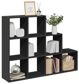 vidaXL Bibliotecă/separator 3 niveluri, negru 137,5x29x103,5 cm lemn