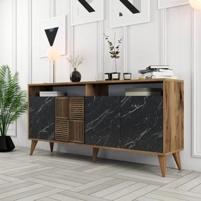 Consola Milan 160 - Walnut, Negru Marble