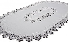 Față de masă ovală albă decorată cu dantelă Lățime: 60 cm | Lungime: 120 cm