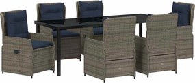 vidaXL Set de masă pentru grădină 7 pcs Gri Rattan poli