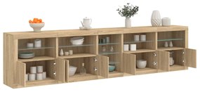 vidaXL Dulap cu lumini LED, stejar sonoma, 283x37x67 cm
