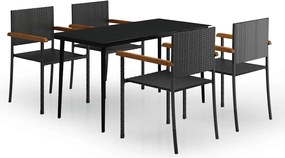 vidaXL Set de servit masa pentru grădină, 5 piese, negru