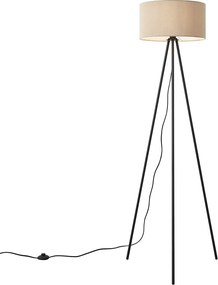 Lampă de podea trepied modernă taupe cu abajur de catifea - Luz