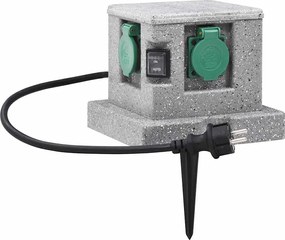 vidaXL Priză de grădină cu senzor crepuscular, plastic