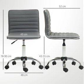 HOMCOM Scaun Ergonomic de Birou cu Înălțime Reglabilă, Șezut Pivotant și 5 Rotile, 48x52x78-90 cm, Gri Închis | Aosom Romania
