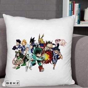 Perna Personalizata My Hero Academia Clasa 1-A Complet, 40x40 cm, Alb Pufos, Husa Detasabila, Perna Inclusa, BEKZ®