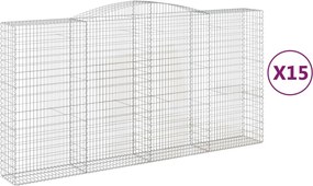 vidaXL Coșuri gabion arcuite, 15 buc 400x50x200/220cm, fier galvanizat