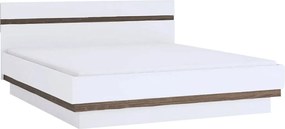 Cadru pat LYNATET TYP 91, 140x200, alb lucios/stejar inchis, PAL lamin