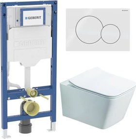 Rezervor WC cu cadru incastrat Geberit Duofix UP320 cu sistem de fixare, clapeta de actionare Sigma01 alb alpin plus vas WC Rune Jord alb cu capac softclose