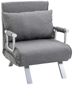 HOMCOM Fotoliu de relaxare cu funcție de întindere, Pat de oaspeți, 65 cm x 69 cm x 80 cm, Gri | Aosom Romania