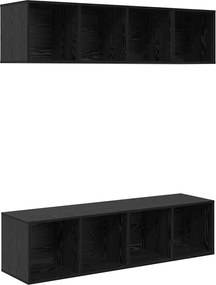 vidaXL Set comodă TV Pe perete 3 pcs Stejar Negru Lemn compozit