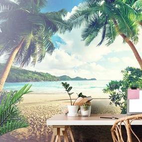 Fototapet autoadeziv apus de soare pe insula Seychelles