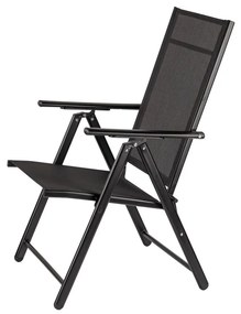 Scaun de grădină pliabil Lugo cu cadru metalic, negru