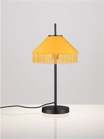 Veioza cu abajur din catifea si franjuri galben mustar VELVY
