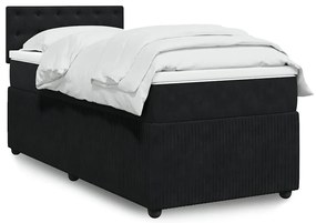 vidaXL Pat box spring cu saltea, negru, 80x200 cm, catifea