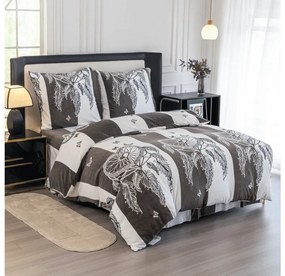 Set Lenjerie cocolino TIRSO gri-alb + Cearsaf Cocolino microplus cu elastic SOFT 90x200 cm alb, pat single