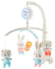 Baby Mix Carusel electronic pentru pătuț cumelodii Ursuleți și iepurași, diametru 35 cm