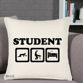 Perna Decorativa Student Life, 40x40 cm, Crem Reliefat, Husa Detasabila, Perna Inclusa, BEKZ®