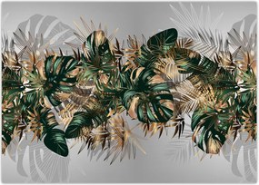 Tablou - Frunze tropicale, Galben - auriu (70x50 cm)