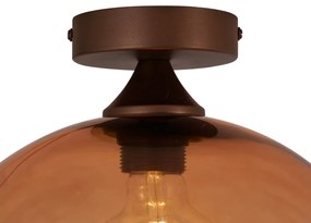 Plafonieră Art Deco bronz închis cu sticlă maro - Sandra