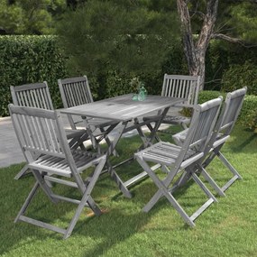 3057871 vidaXL Set mobilier de grădină, 7 piese, gri, lemn masiv de acacia