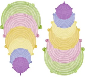 Set de capace din silicon Beper C102COC101, 6,5-20,5 cm, temperatură de la -20 la +230 °C, fără BPA, multicolor