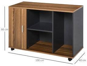 Dulapior de Birou Modern pentru Casa si Cabinet 100x40x66cm Nuc gri HOMCOM | Aosom RO