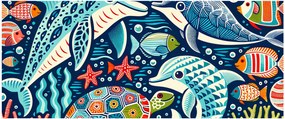 Tablou – Animale acvatice desenate (120x50 cm)