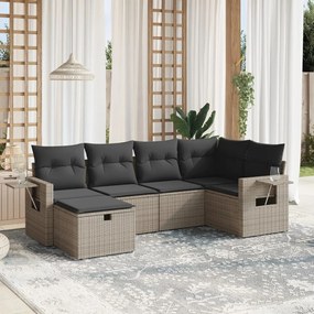 3263796 vidaXL Set mobilier grădină cu perne, 6 piese, gri, poliratan