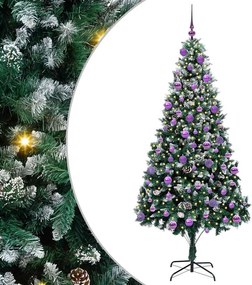 vidaXL Brad de Crăciun artificial Verde 210 cm PVC și Oțel și Plastic