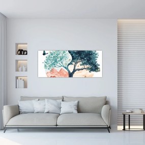 Tablou – Arbore acvarelă plin de viață (120x50 cm)
